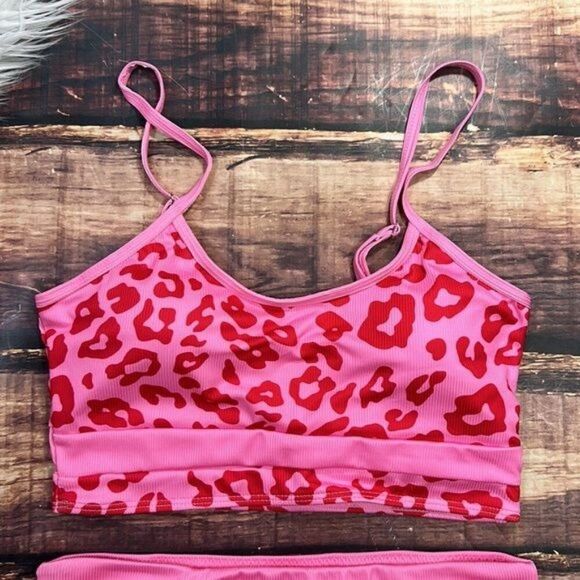 Bright Pink Leopard Bikini High Waist Leg 0X - Picture 2 of 8